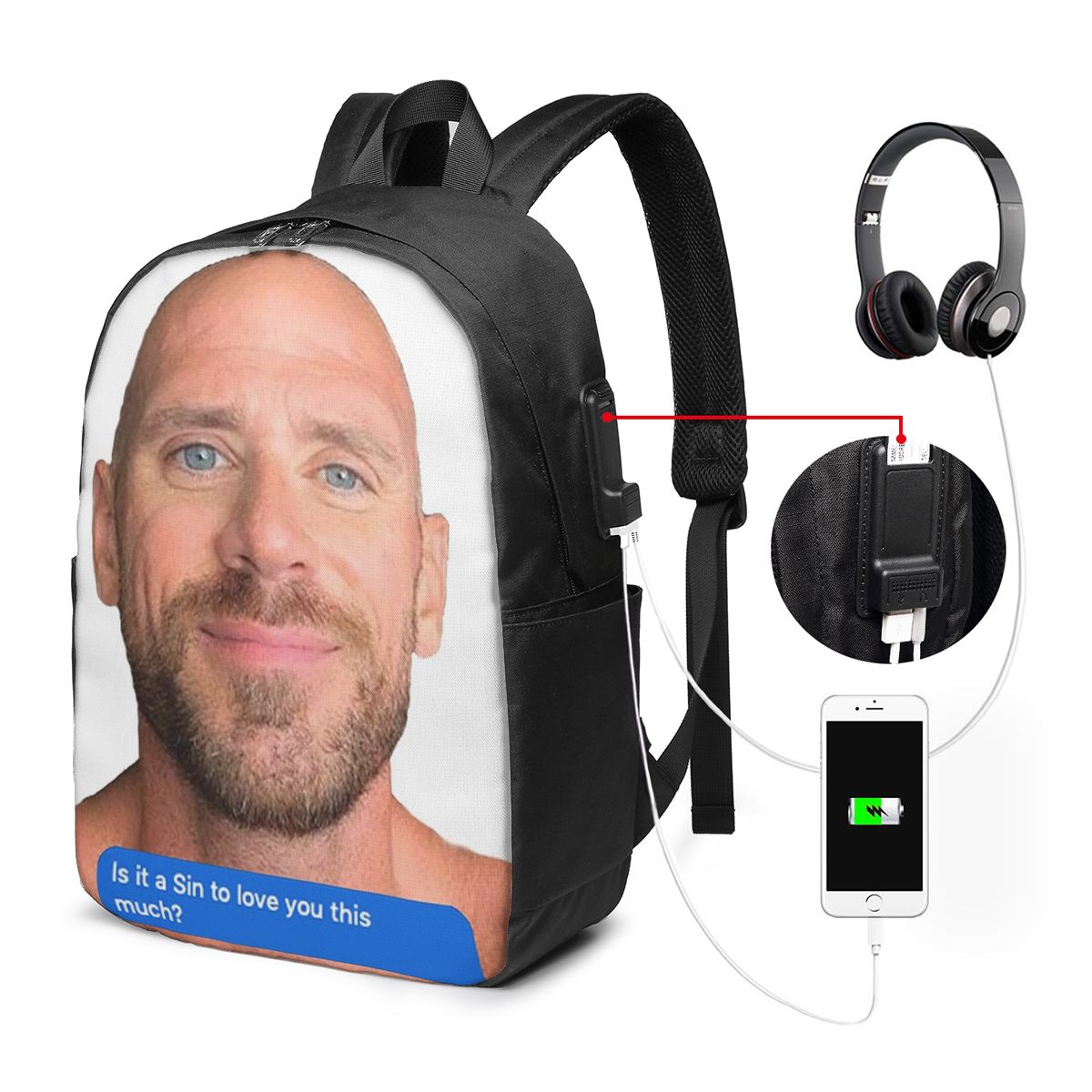 Zaino Johnny Sins Flirty Text  - Travel Accessories For Men recensione e prezzo